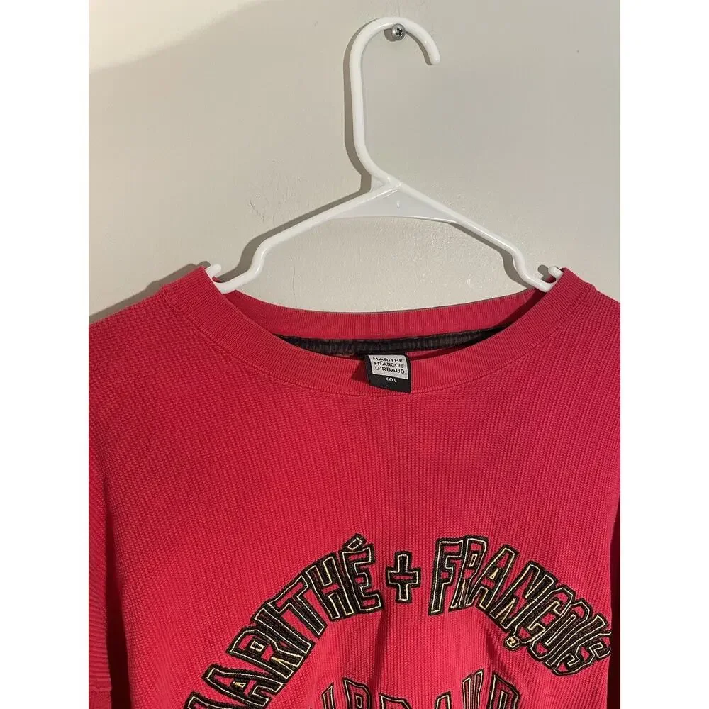 VTG Marithe Francois Girbaud Long Sleeve Distressed Grudge Red Crewneck Sz XXXL‎